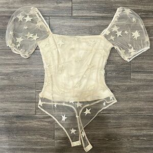 Beige Starred Bodysuit